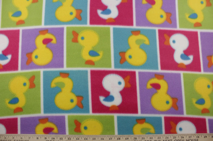 2 Yards ~  Duck Squares Fleece Fabric in Yellow