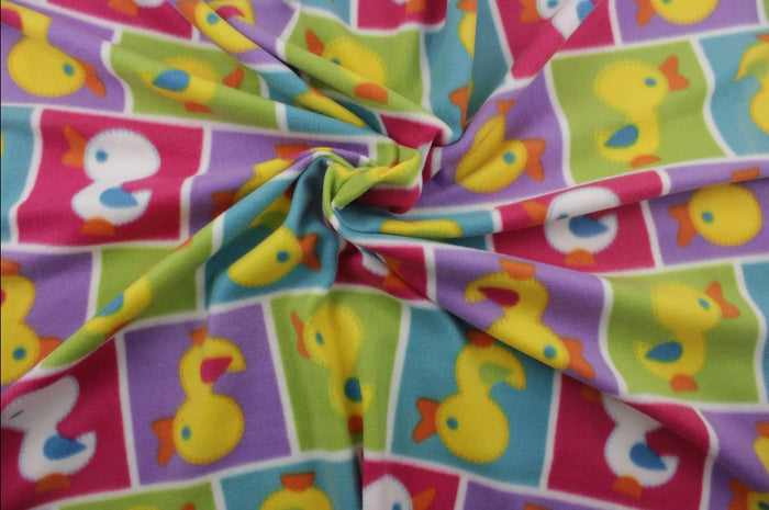 2 Yards ~  Duck Squares Fleece Fabric in Yellow