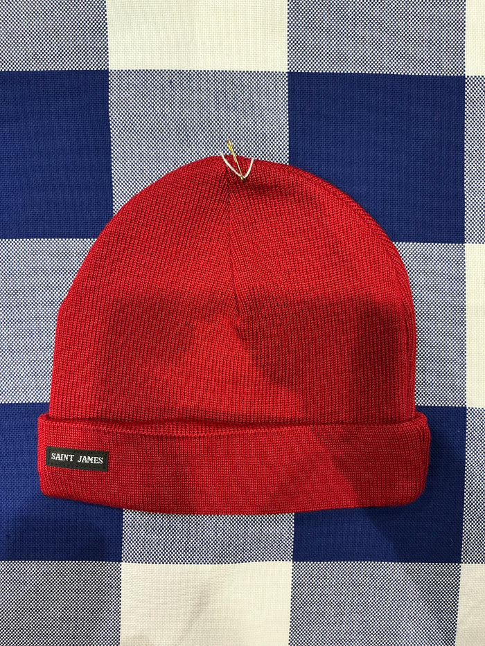Saint James Pure Wool Fine Knit ´Medoc’ Beanie in Deep Red