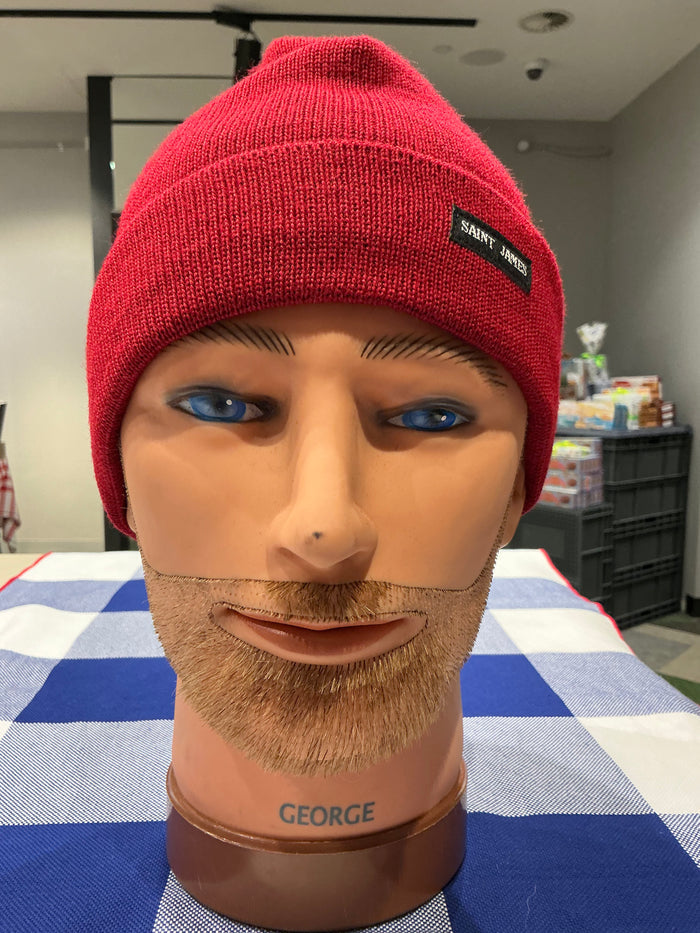 Saint James Pure Wool Fine Knit ´Medoc’ Beanie in Deep Red