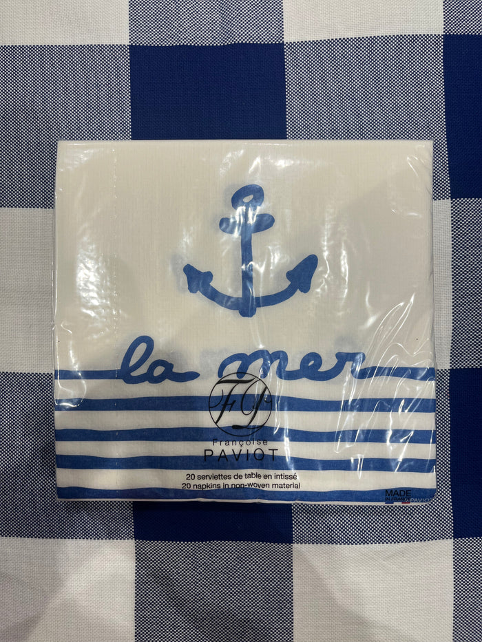 Anchor and sailor stripes paper napkins by Françoise Paviot