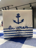 Anchor and sailor stripes paper napkins by Françoise Paviot