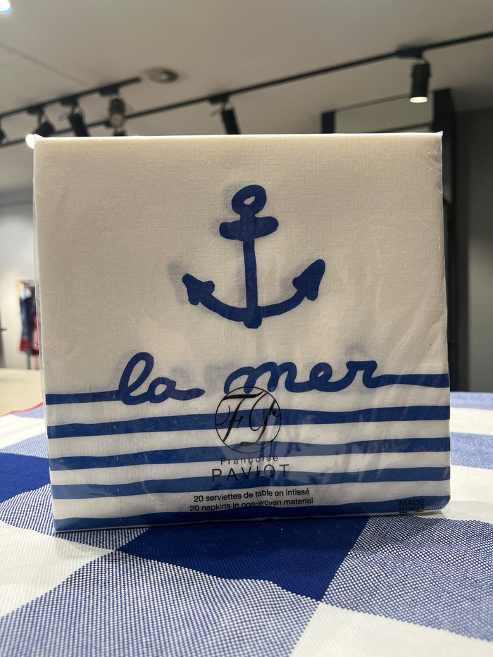 Anchor and sailor stripes paper napkins by Françoise Paviot