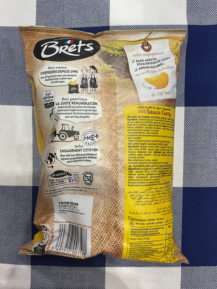 Brets Crinkle Cut Curry Flavoured Potato Chips (Saveur Sauce Curry), 125g