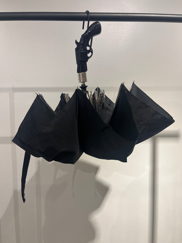 Guy de Jean ‘revolver’ black compact sun and rain umbrella