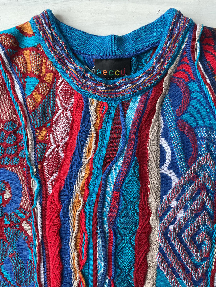 GECCU 3D-knitted crew neck ‘Bondi’ cotton jumper, XL and 2XL