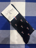 Red Wine socks on black base by Maison Broussaud