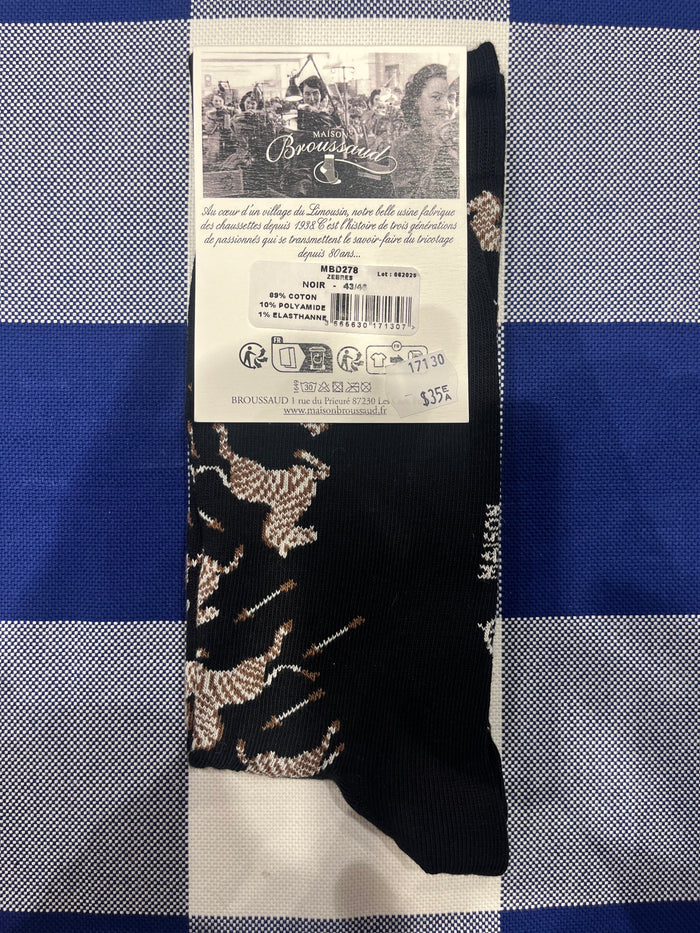 Zebra black socks by Maison Broussaud