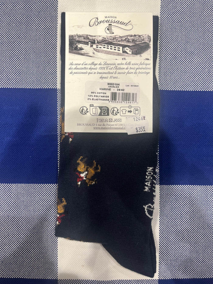 Cavalier navy socks by Maison Broussaud