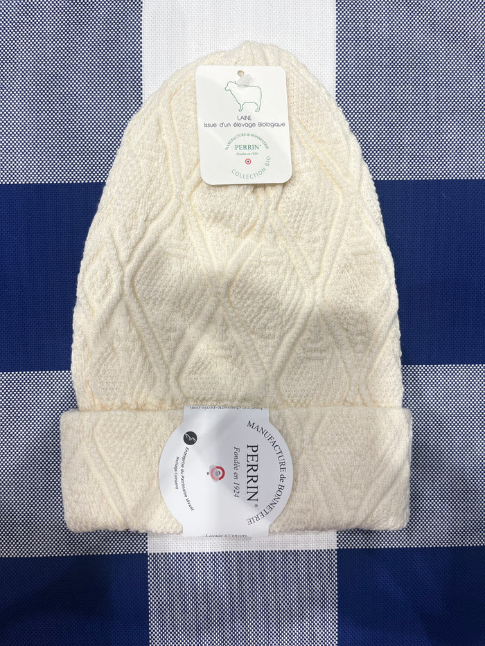 Organic wool and cotton jacquard beanie by Perrin 1924