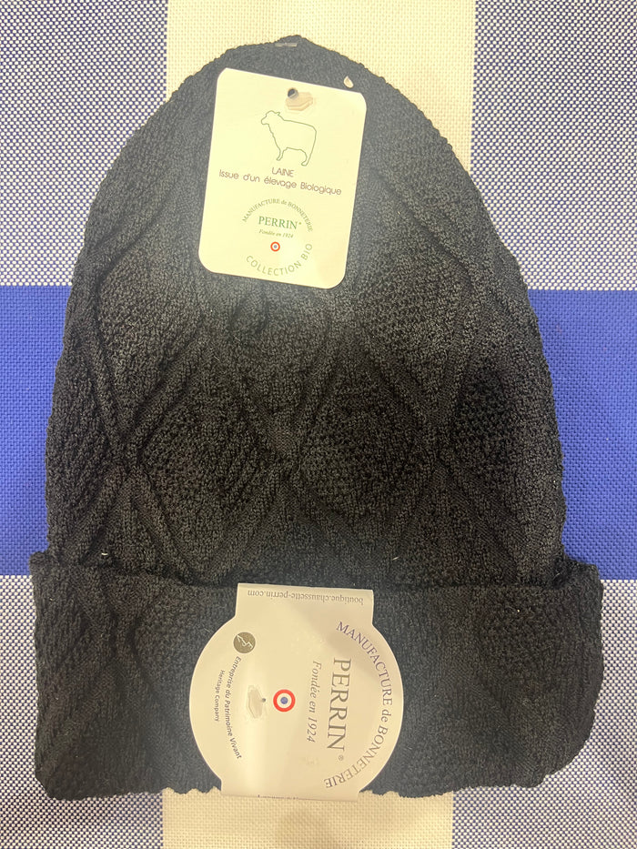 Organic wool and cotton jacquard beanie by Perrin 1924