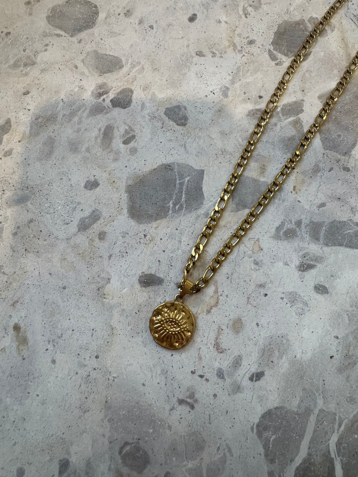 Disk Eye Pendant Gold Necklace