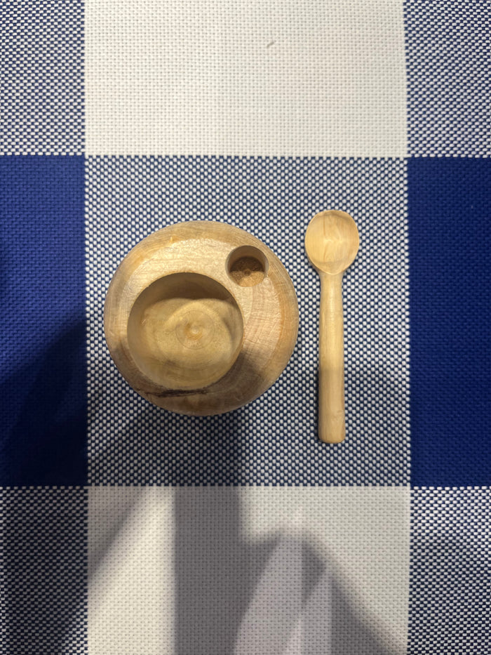 Roger Orfèvre salt cellar and spoon