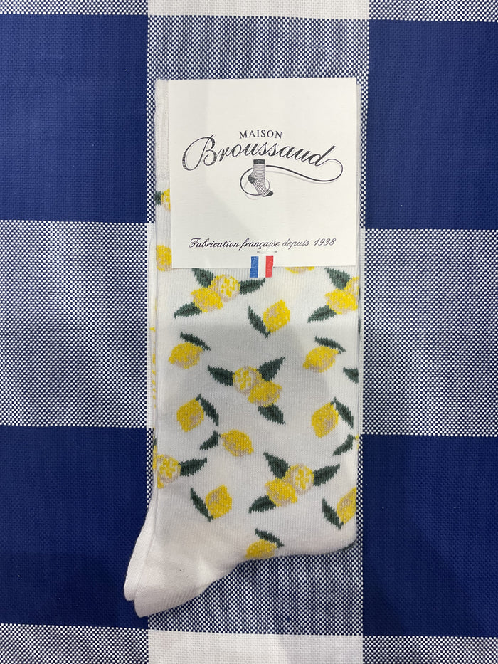 Juicy lemon white socks by Maison Broussaud