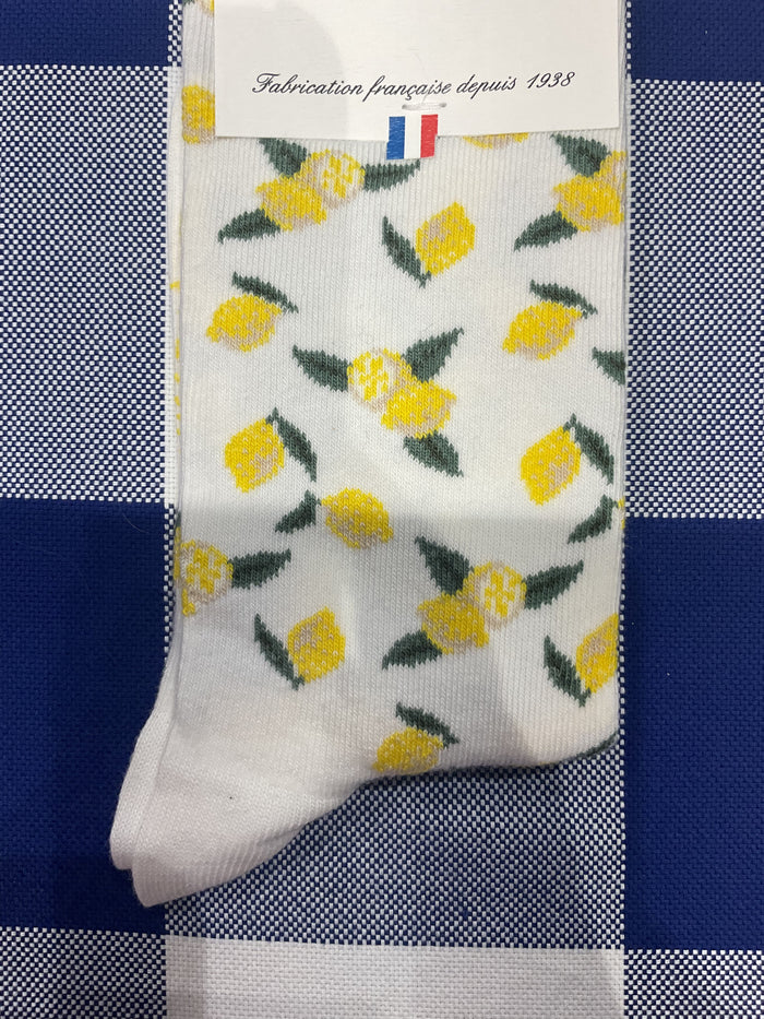 Juicy lemon white socks by Maison Broussaud