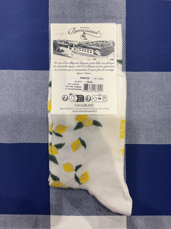 Juicy lemon white socks by Maison Broussaud