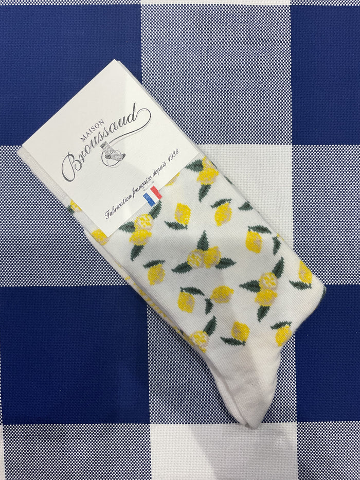 Juicy lemon white socks by Maison Broussaud