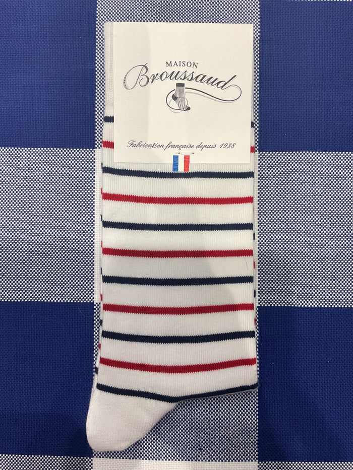 Red, white and blue sailor stripe socks by Maison Broussaud
