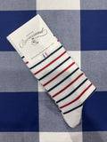 Red, white and blue sailor stripe socks by Maison Broussaud