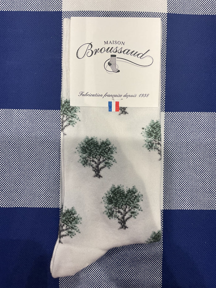 Olive tree white socks by Maison Broussaud
