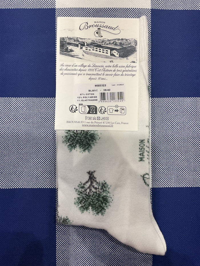 Olive tree white socks by Maison Broussaud