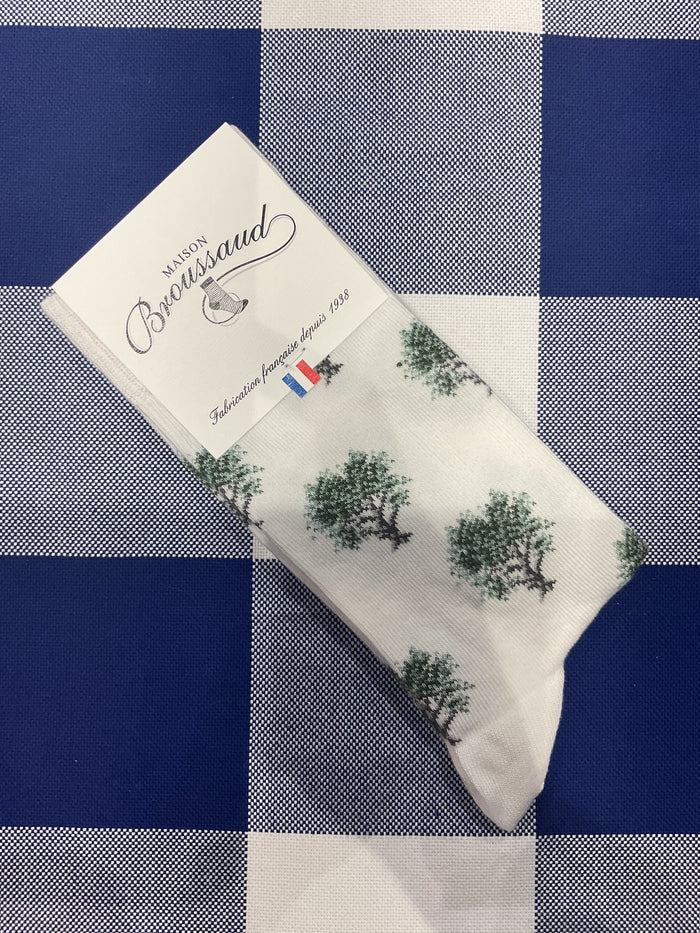 Olive tree white socks by Maison Broussaud