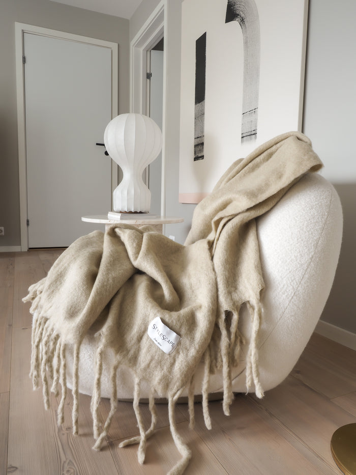 AMELIA BEIGE Wool Blanket - Handwoven New Zealand Wool
