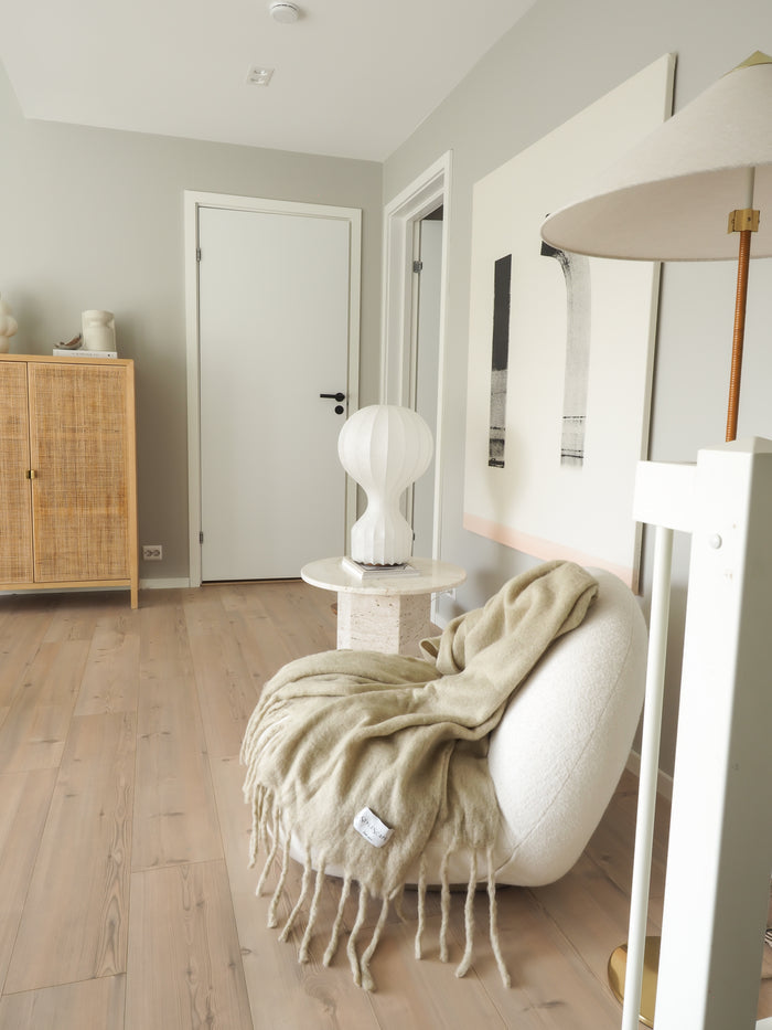 AMELIA BEIGE Wool Blanket - Handwoven New Zealand Wool