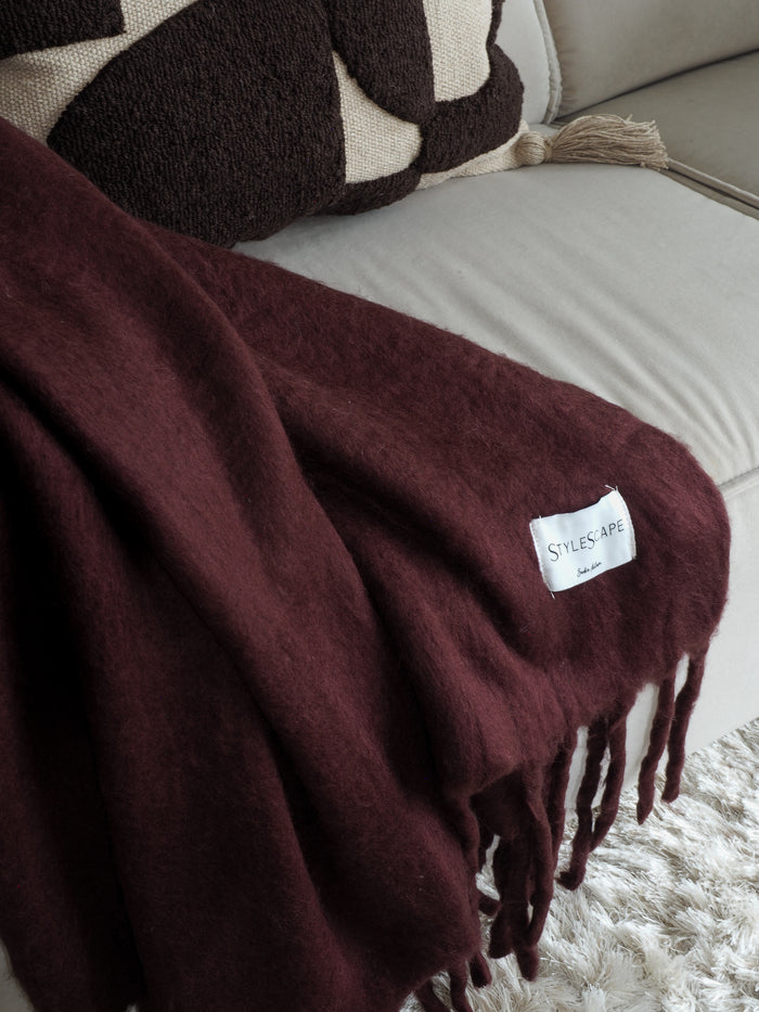 Amelia Burgundy Blanket – 100% Wool