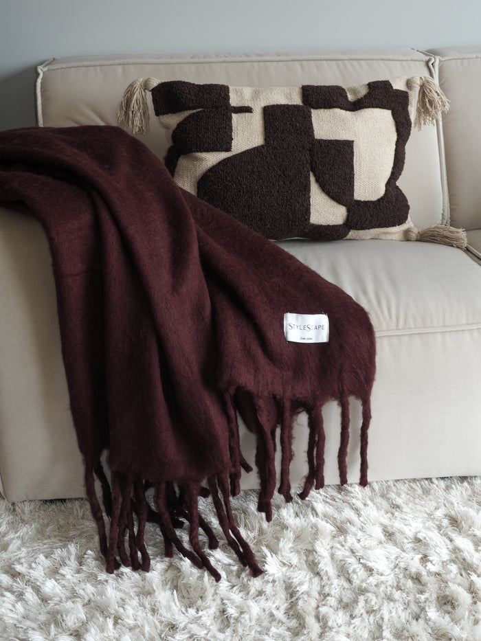 AMELIA BURGUNDY Wool Blanket - Handwoven New Zealand Wool
