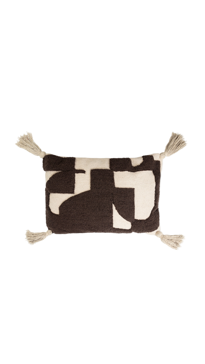 AMINA Beige & Brown Cushion 40x60 - New Zealand Wool