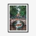 Amsterdam Fine Art Photo Print, Canal Bridge Boat, Netherlands Wall Poster