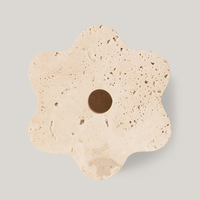Anja Candle Holder Beige Travertine - Big