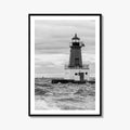 Menominee Pierhead Lighthouse Black and White Fine Art Photo Print, Michigan, Ann Arbor Park