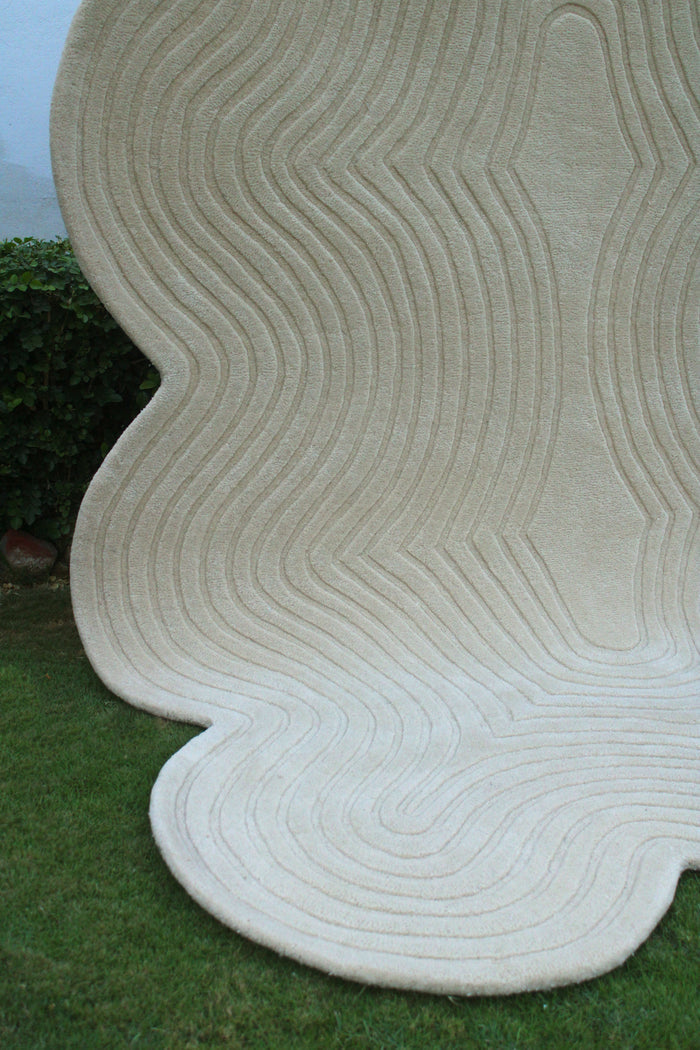 ARD 03 Beige Wool Rug - Hand-tufted