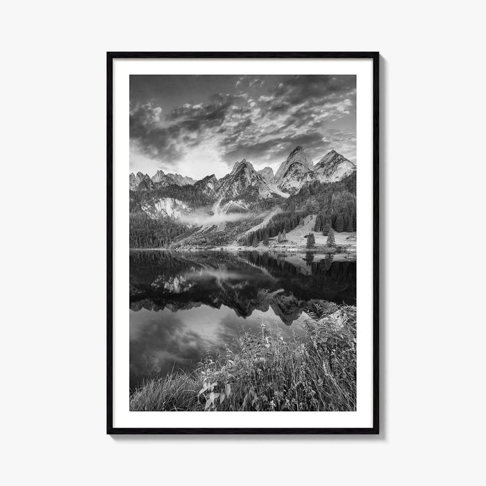 Vorderer Gosausee Black and White Fine Art Photo Print, Austrian Alps Poster