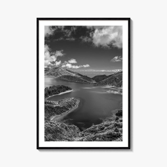 Lagoa do Fogo Black and White Fine Art Photo Print, Sao Miguel Azores Poster