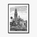 Balboa Park Black and White Fine Art Photo Print, San Diego Fountain, California Poster