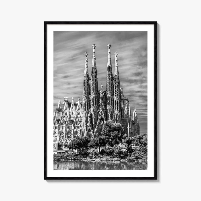 Barcelona Black and White Fine Art Photo Print, Sagrada Familia Gaudi Spain Poster