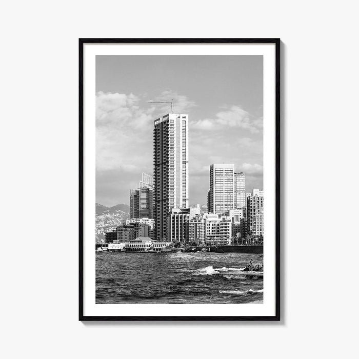 Beirut Black and White Fine Art Photo Print, The Corniche, Lebanon Wall Decor Poster