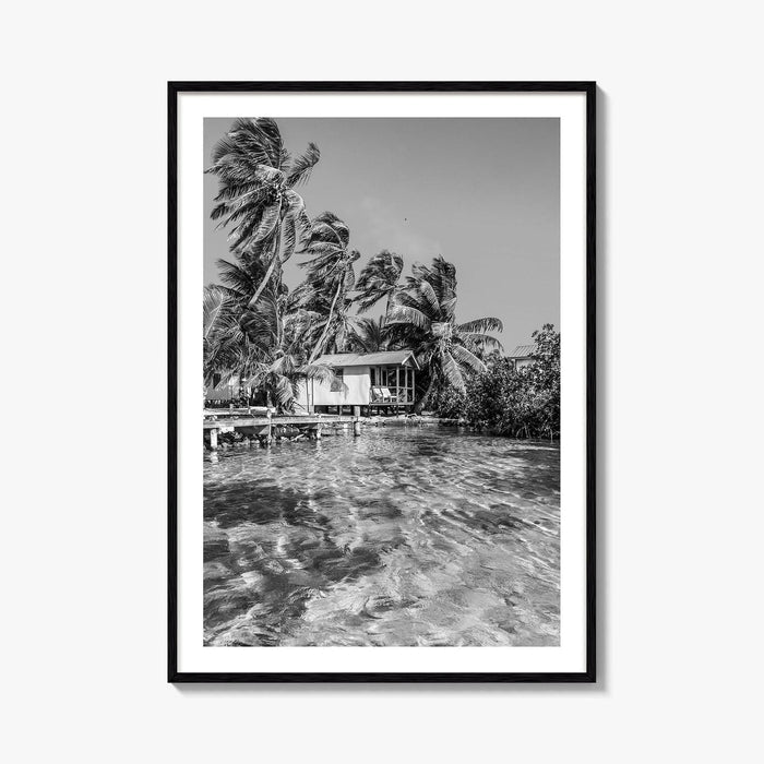 Tobacco Caye Black and White Fine Art Photo Print, Belize Barrier Reef, Caribbean, Poster