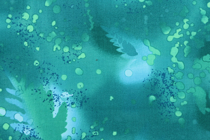 This fabric features ferns with a distressed look that enhances the design.  Colors included are various shades of green and blue with hints of light blue.  It has a nice soft hand and would be great for quilting, crafting and home decor.  We offer this fabric in several different colors.