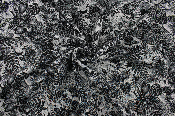 From the "Every Day Prints" collection, Monotones in Black features large tropical leaves in black and white.  The versatile lightweight fabric is soft and easy to sew.  It would be great for quilting, crafting and sewing projects.