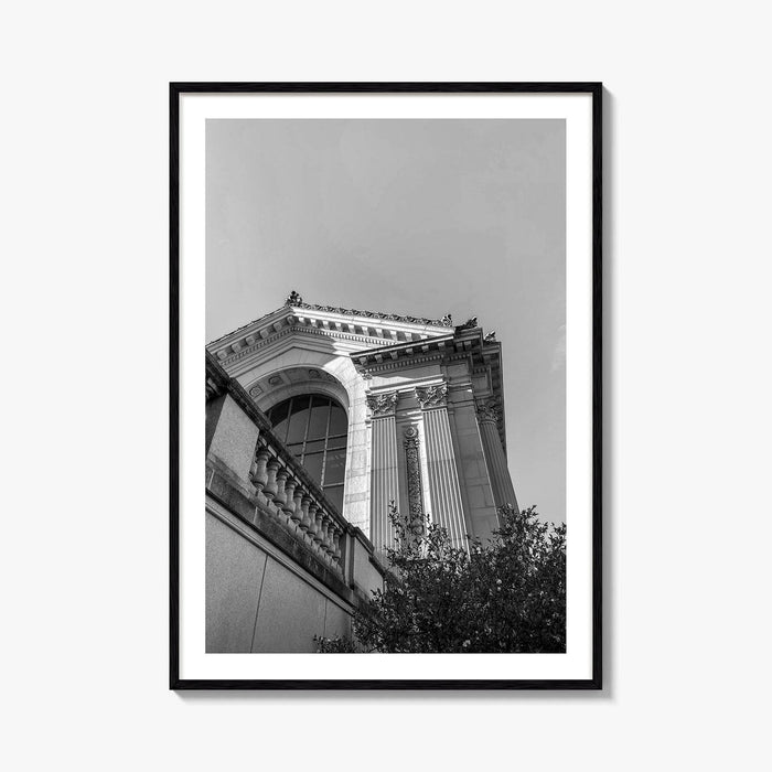 UC Berkeley Black and White Fine Art Photo Print, Doe Hall, California USA Poster