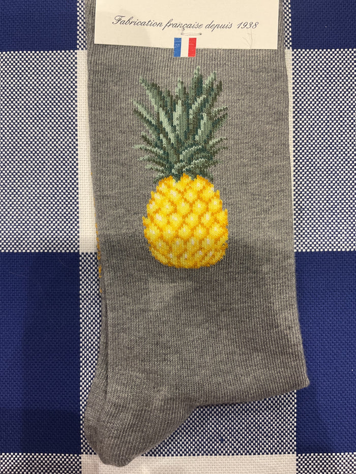 Big Pineapple grey socks by Maison Broussaud