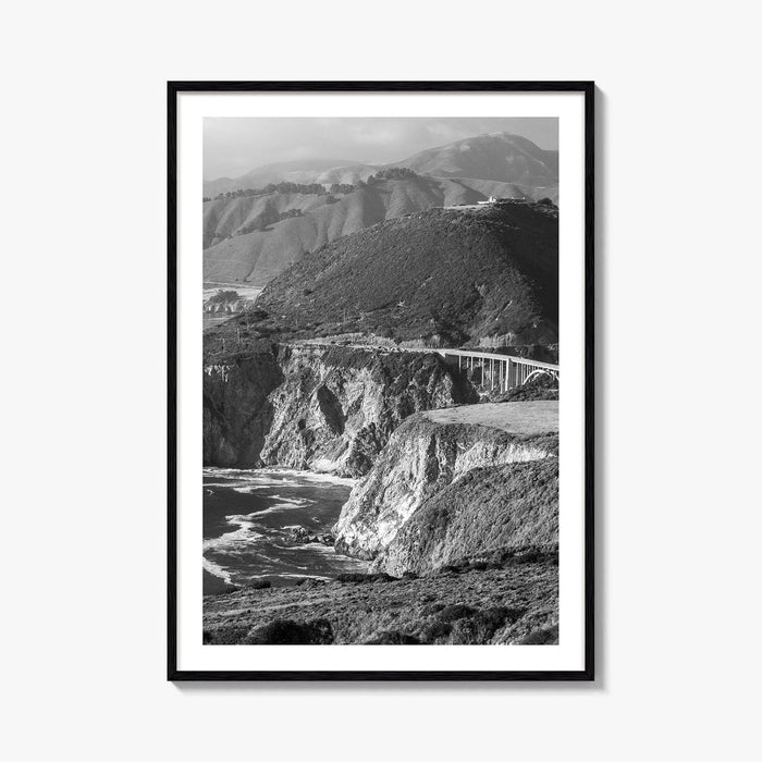 Big Sur Black and White Fine Art Photo Print, Bixby Bridge, Highway 1 Poster