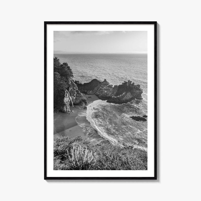 Big Sur Black and White Fine Art Photo Print, McWay Falls California Poster
