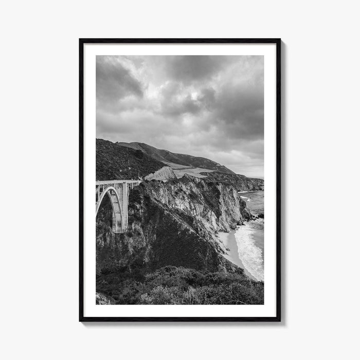 Big Sur Black and White Fine Art Photo Print, Bixby Bridge Poster