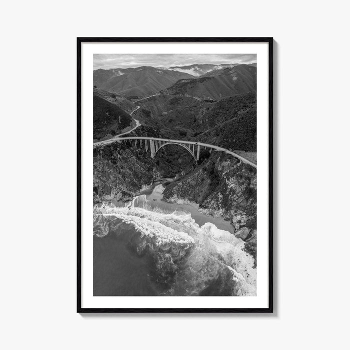 Big Sur Black and White Fine Art Photo Print, Bixby Creek Bridge, California Poster