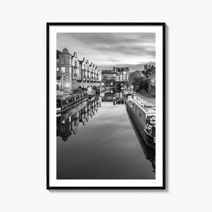 Birmingham Black and White Fine Art Photo Print, Canals West Midlands UK Poster